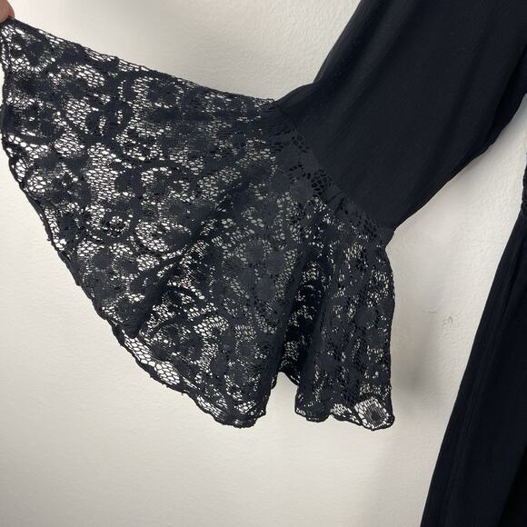 Aveology Tisha Embroidered Lace Black Maxi Dress Boho Gothic Women's Size 18 NWT - Picture 8 of 13